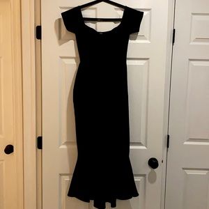 Off the shoulder Navy MIDI Dress